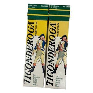 Vintage Ticonderoga Writing Pencils Dozen No. 2 Soft & Dozen # No. 3 Hard Lead